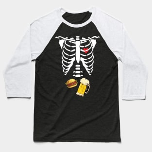 Beer Hamburger Skeleton Tee Pregnancy Costume Halloween Baseball T-Shirt